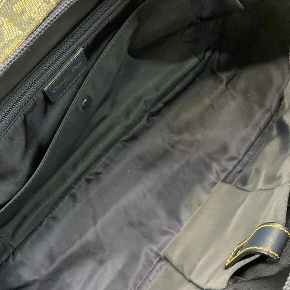 Auth DIOR/ChristianDior Double Saddle Bag - Navy Cream Jacquard Leather Handbag - Picture 15 of 15